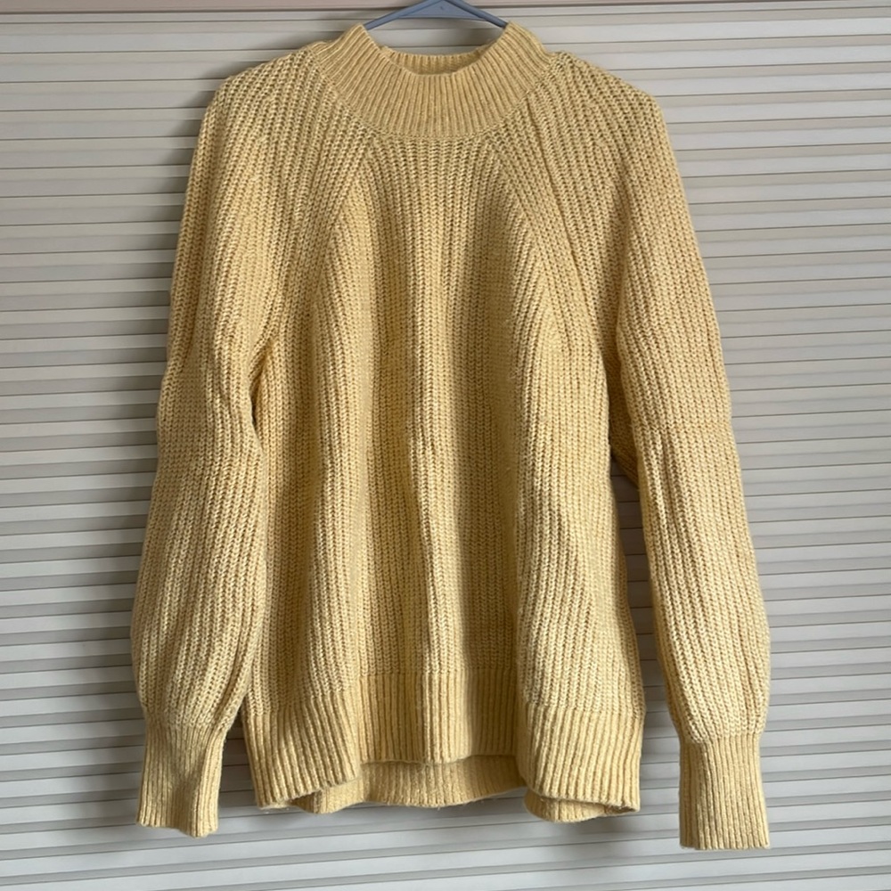 LOFT yellow mock neck sweater
